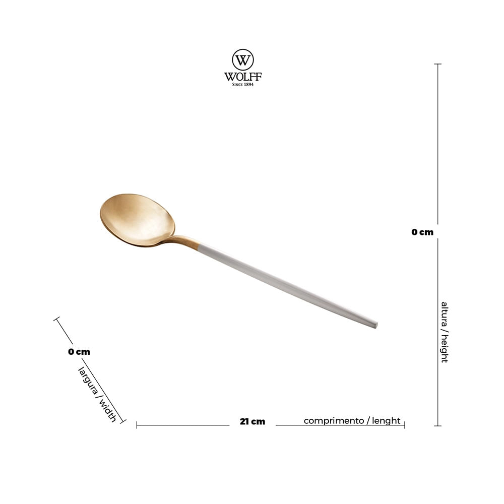 Faqueiro Kyoto Wolff em Inox Dourado com Cabo Branco 24 Peças