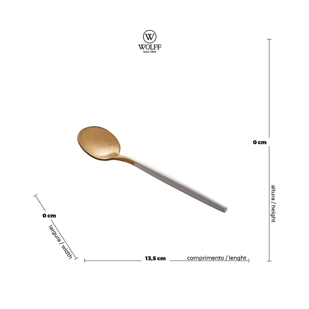 Faqueiro Kyoto Wolff em Inox Dourado com Cabo Branco 24 Peças