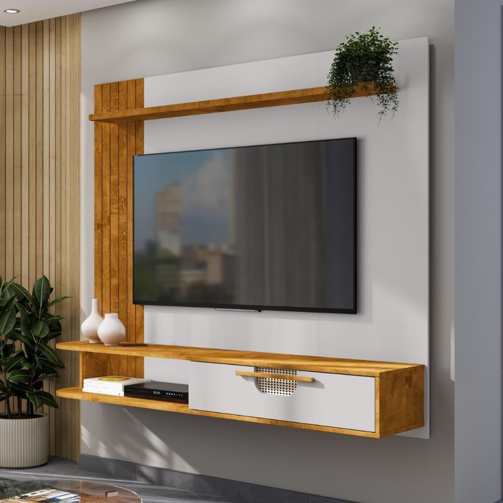 Painel Pitombeiras Para Tv 65 Polegadas Nature Off White