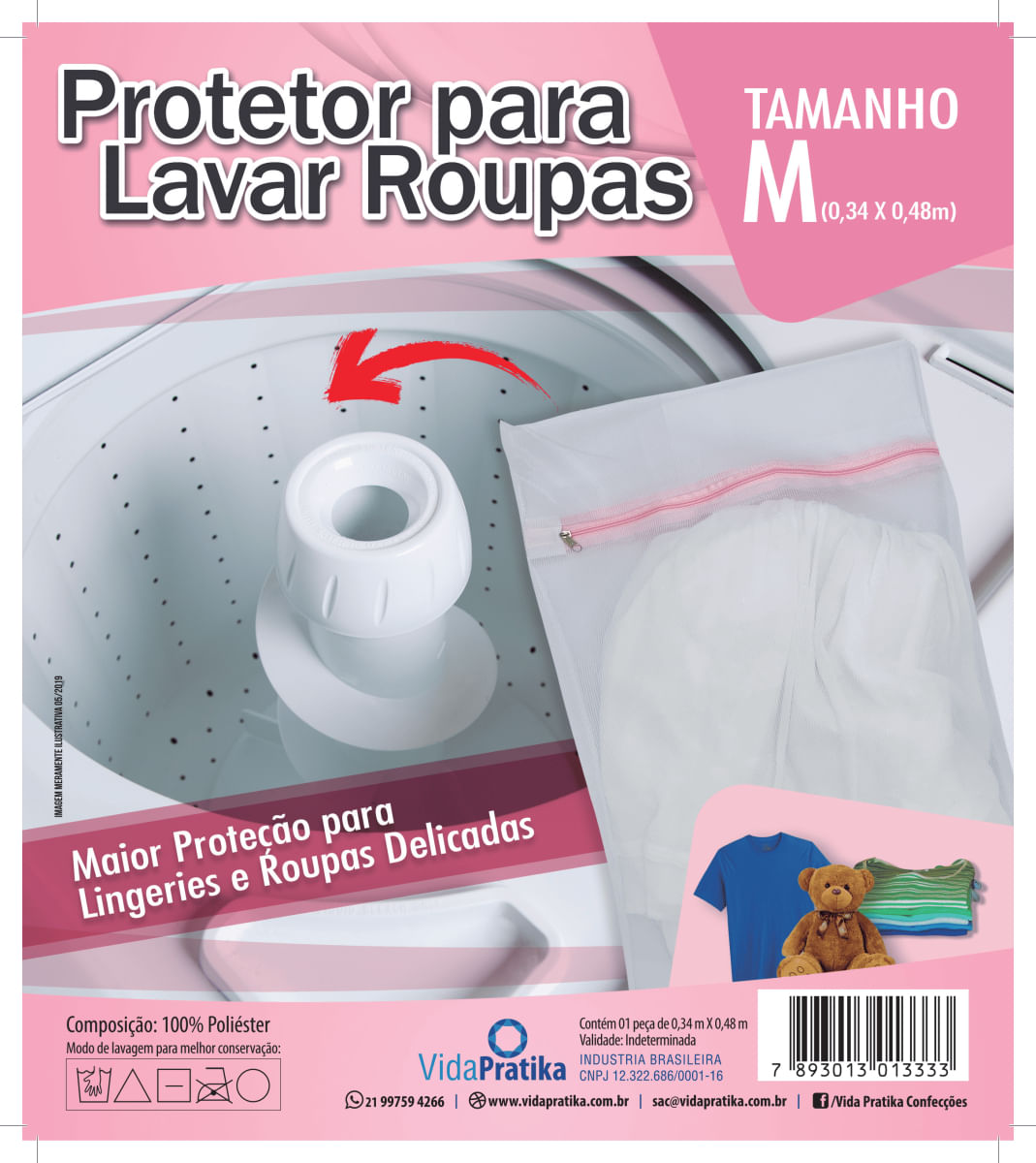 Kit 3 Sacos de Proteção para Lavar Roupas Delicadas Íntimas Transparente