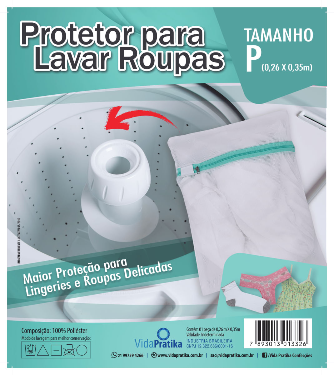 Kit 3 Sacos de Proteção para Lavar Roupas Delicadas Íntimas Transparente