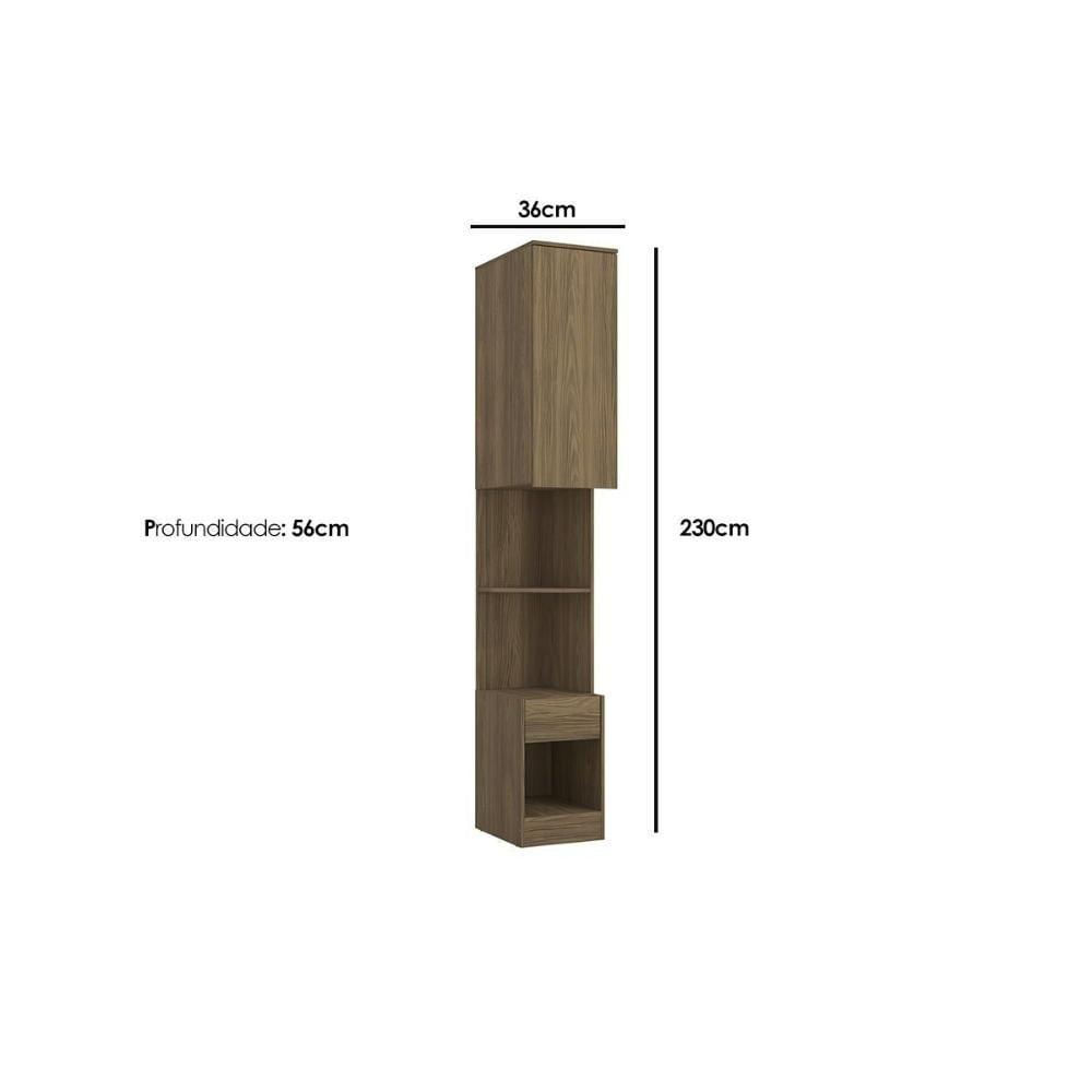 Mesa De Cabeceira Modulada Armário De Adapt N554 Com 1 Porta E 1 Gaveta Nogueira Macadâmia Kappesberg