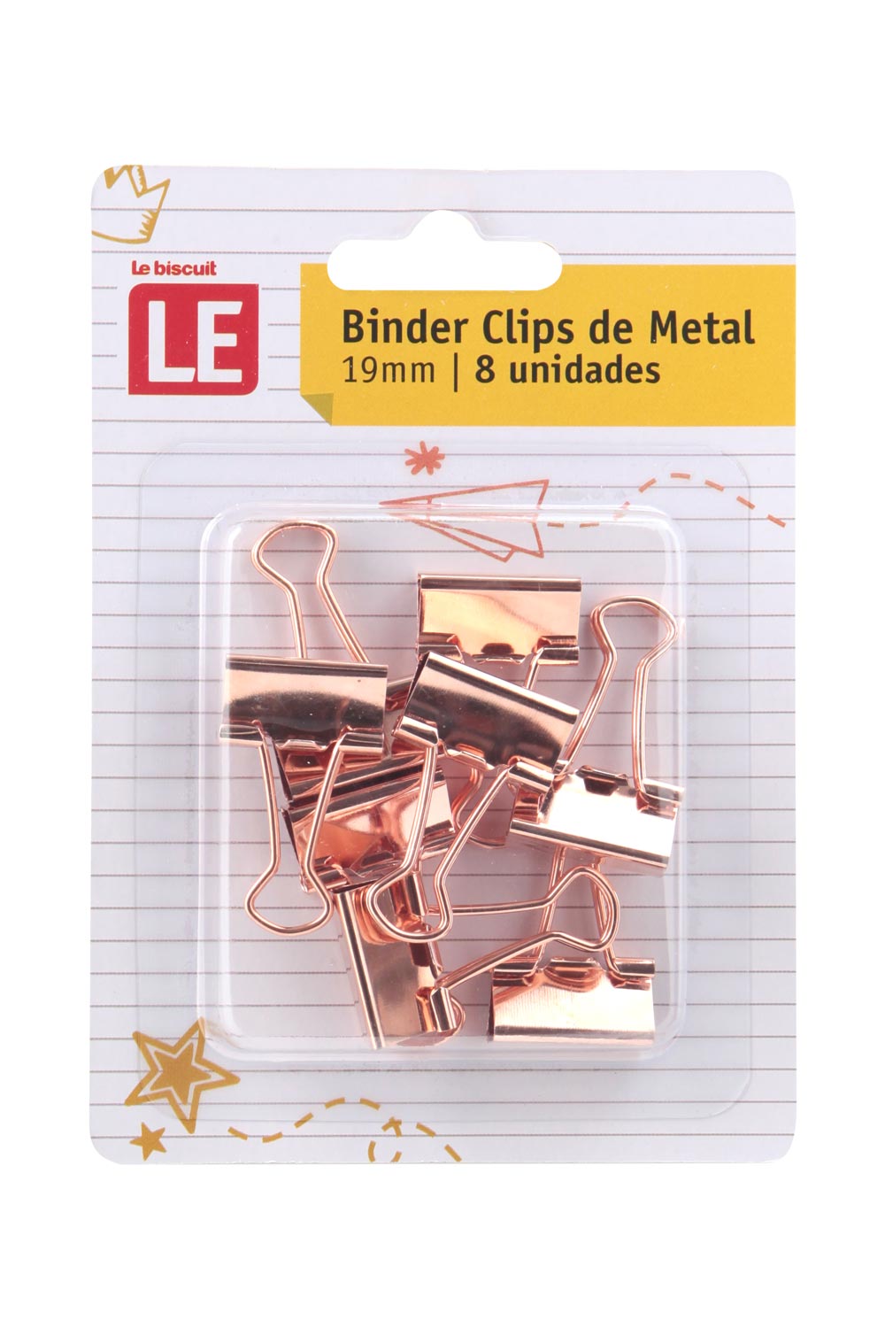 Blinder Clip Metálico Le Rosé 19mm com 8 Unidades