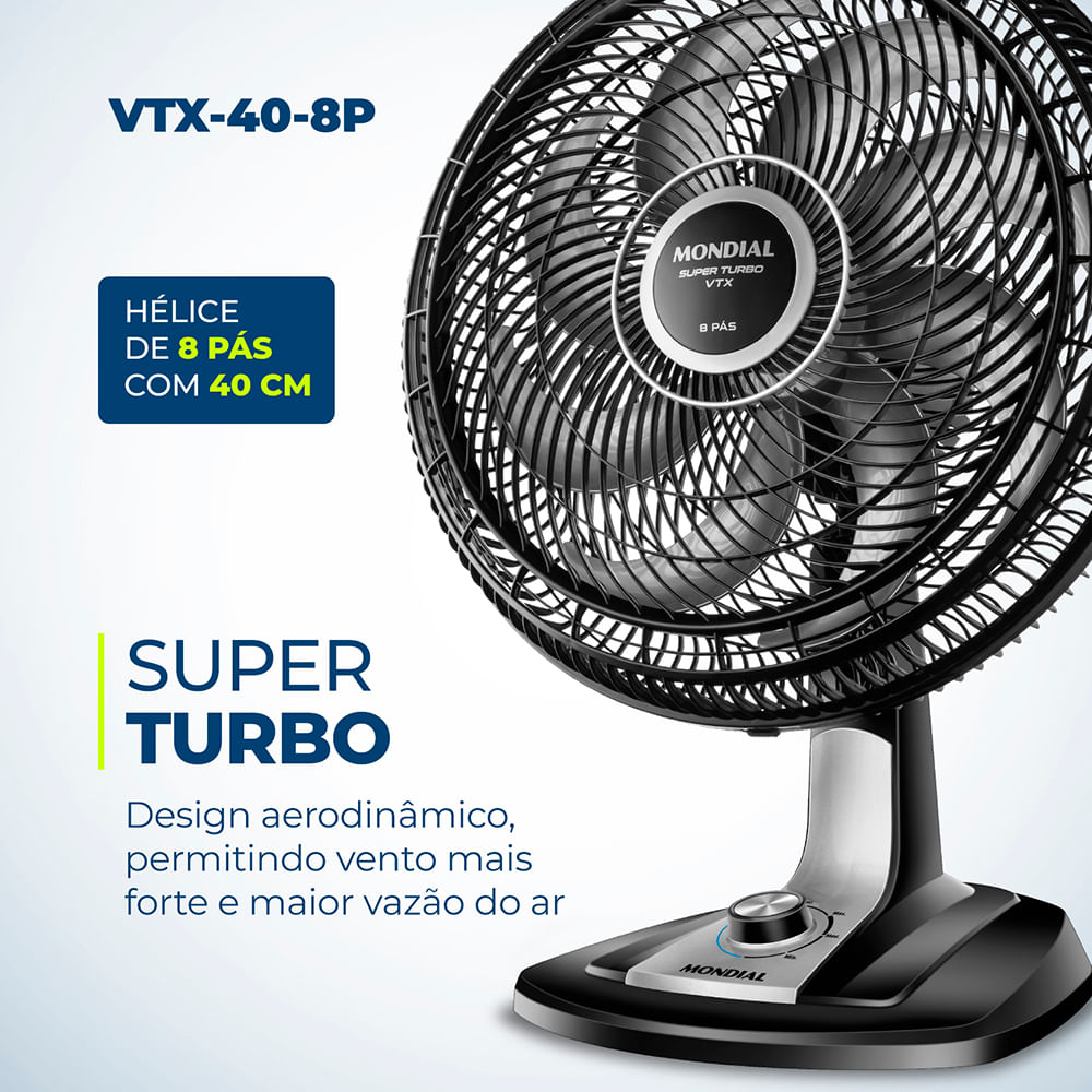 Ventilador De Mesa Mondial 8 Pás Vtx-40-8p - 40cm 220V