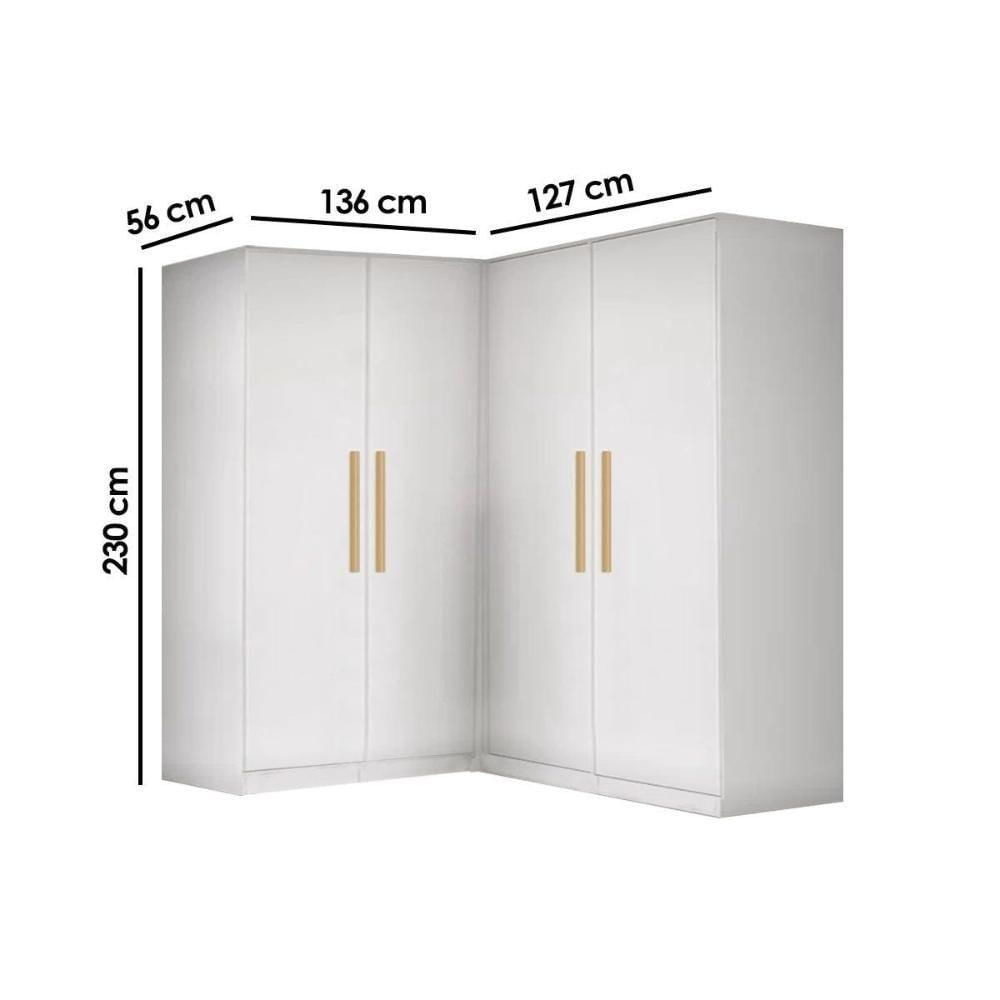 Quarto Modulado Casal Adapt 3 Peças ( 2 Armários + 1 Closet De Canto Obliquo) Qcm146 Branco - Kappesberg