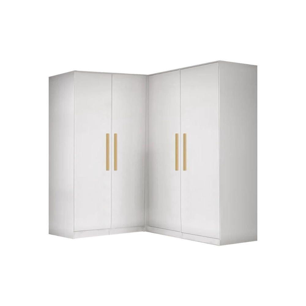 Quarto Modulado Casal Adapt 3 Peças ( 2 Armários + 1 Closet De Canto Obliquo) Qcm146 Branco - Kappesberg