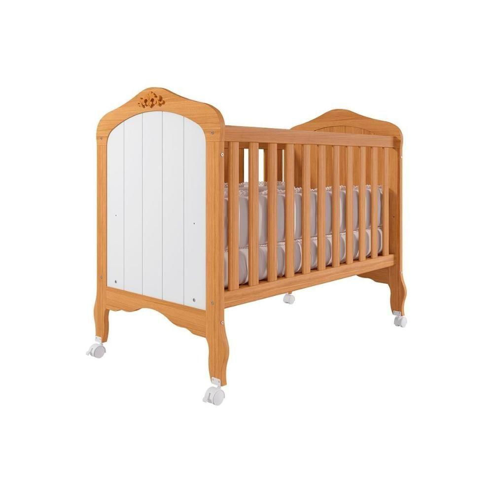 Berço Infantil Harmonia 2 Em 1 Nature-branco - Permóbili Baby