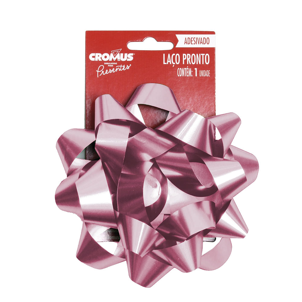 Laço Pronto Adesivado Cromus Estrela Rosé 12cm