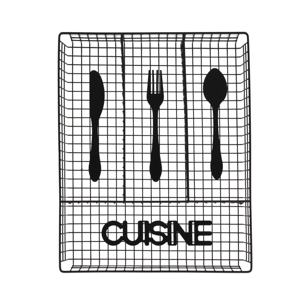 Porta Talheres Organizador de Gavetas Le Cuisine Black em Metal 32x26,5x4cm