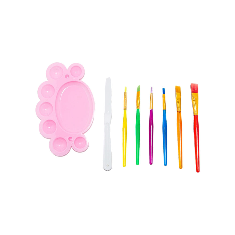 Kit com 5 Pincéis com 1 Godê e 1 Espátula Cores Diversas - Item Sortido