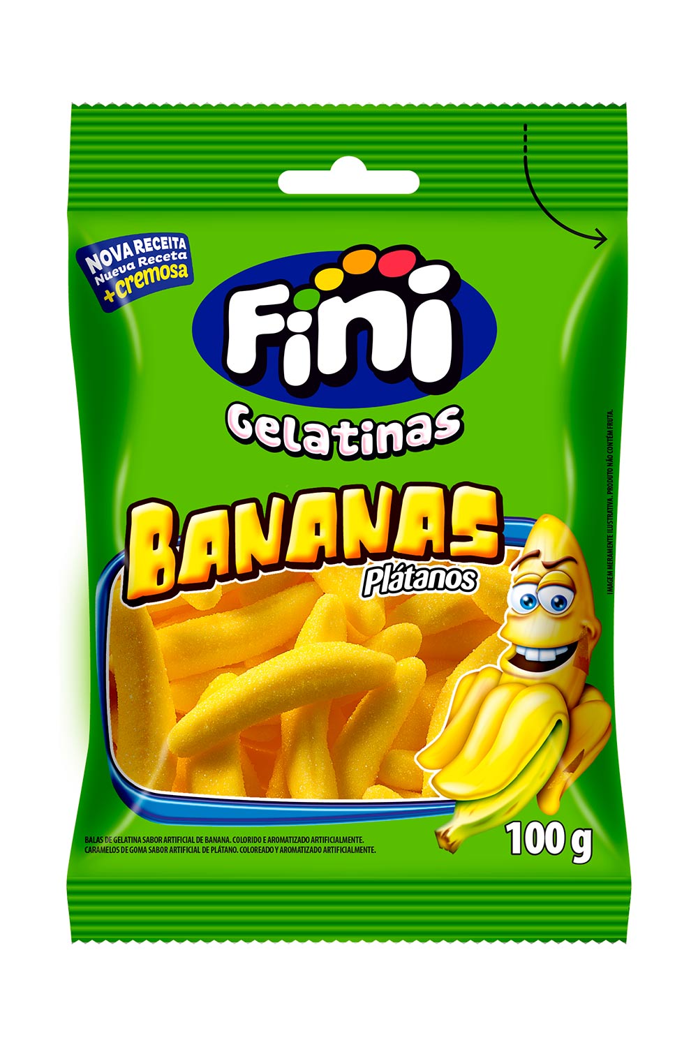 Bala Gelatina Bananas Fini 100g