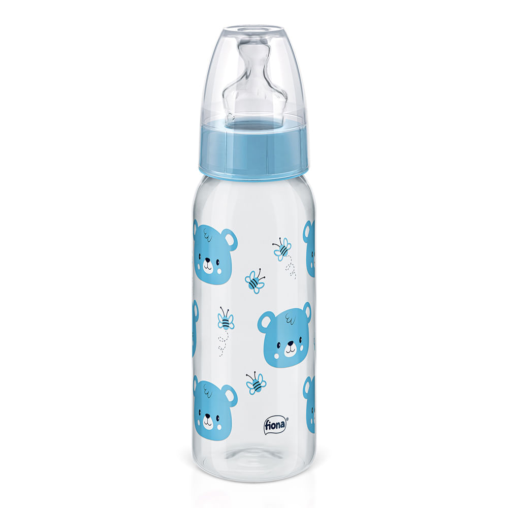 Mamadeira de Silicone Fiona Tamanho 2 Desenhos Azul 240ml