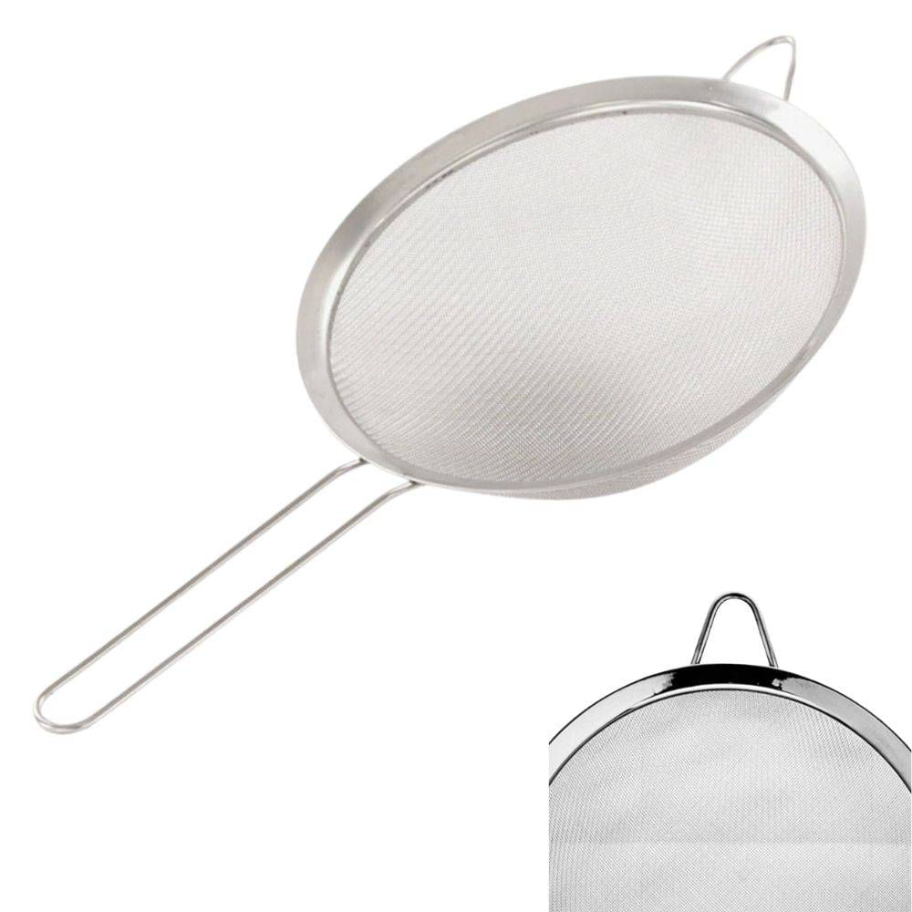 Peneira de Cozinha Coar Inox 14cm Polvilhar Escorrer Massas