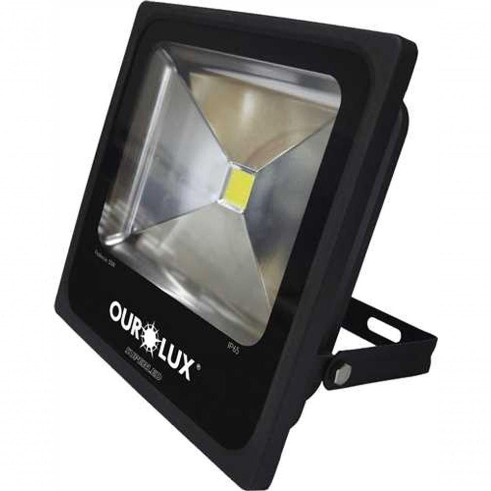 Refletor Superled Projetor Slim 50w Bivolt 6500k Luz Branca - Ourolux