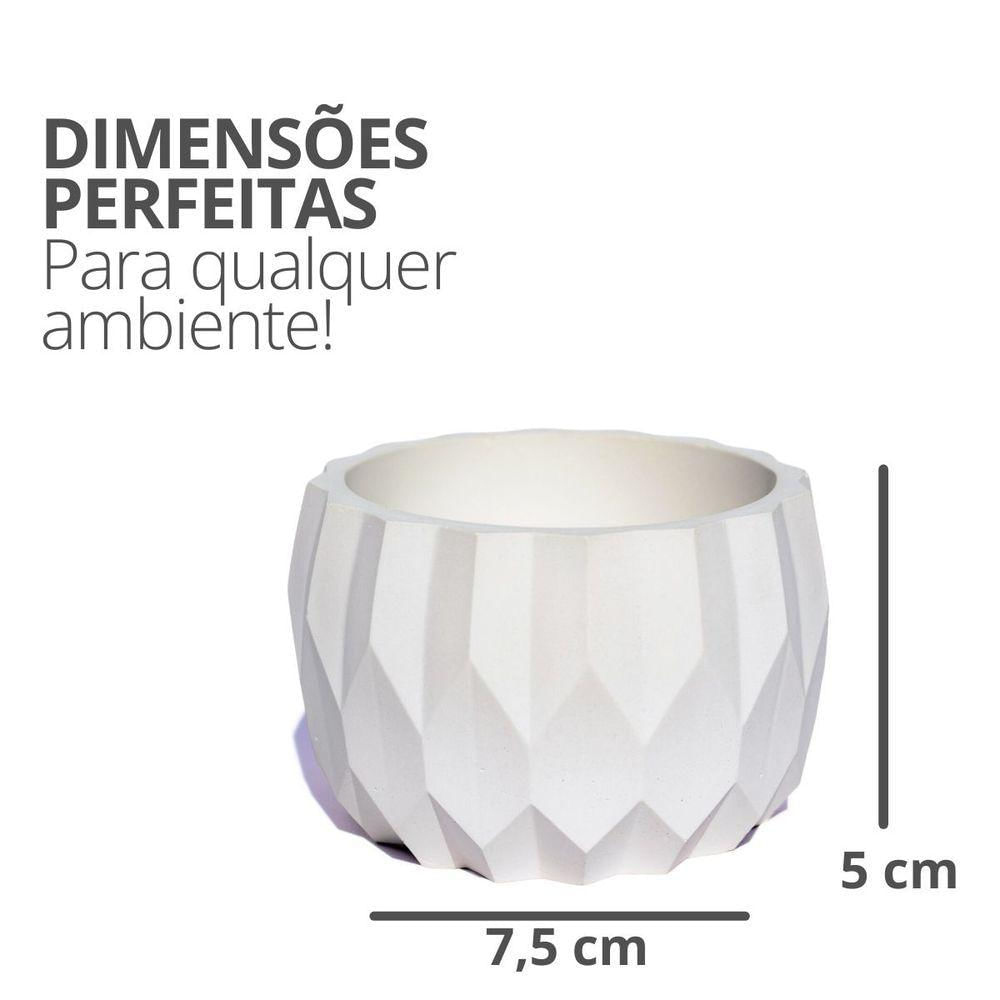 Vaso Decorativo Losangos 7,5cm Cimento Artesanal Sala E Cozinha Branco