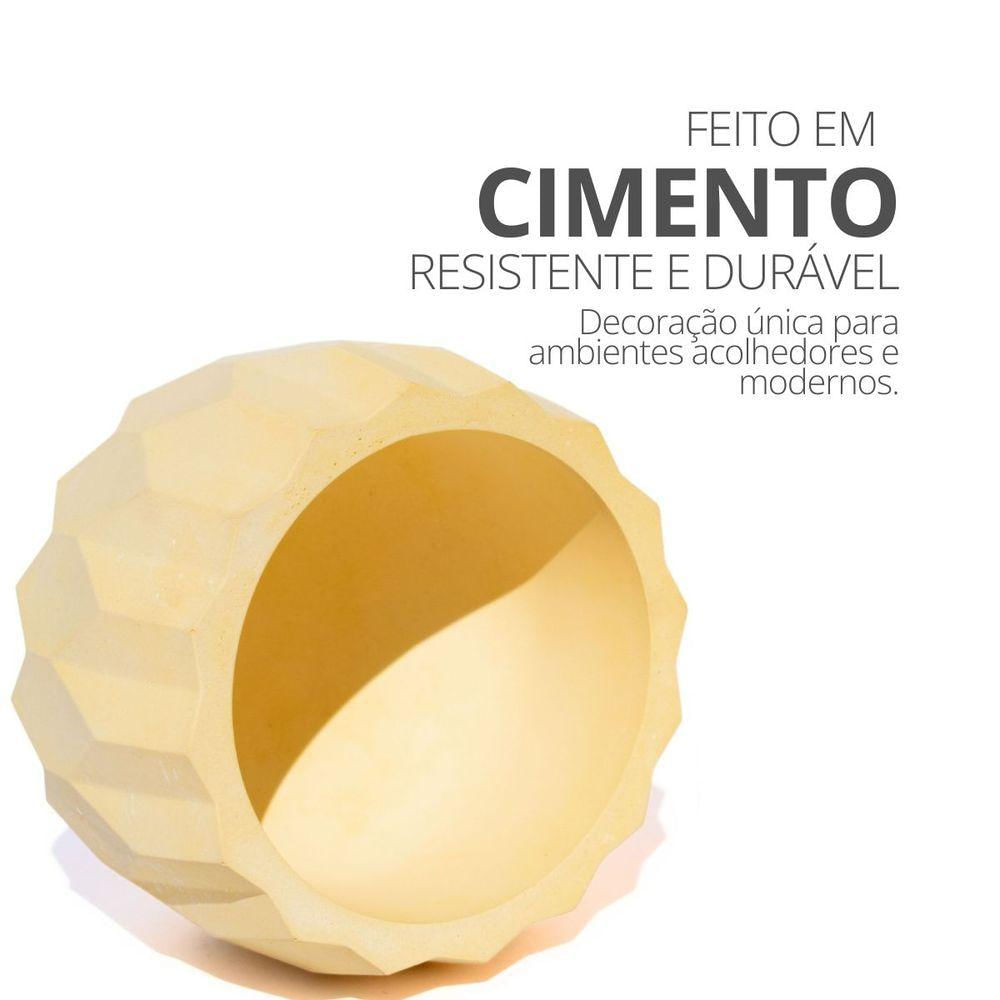 Vaso Decorativo Losangos 7,5cm Cimento Artesanal Sala E Cozinha Amarelo
