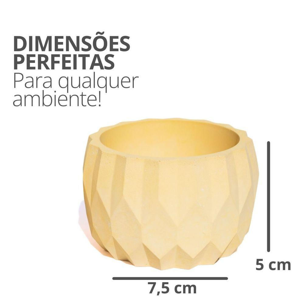 Vaso Decorativo Losangos 7,5cm Cimento Artesanal Sala E Cozinha Amarelo