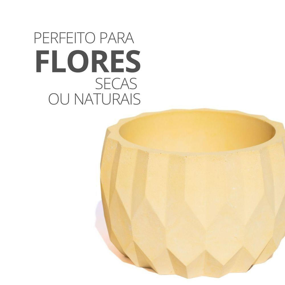 Vaso Decorativo Losangos 7,5cm Cimento Artesanal Sala E Cozinha Amarelo