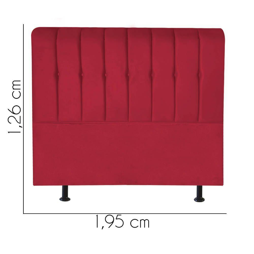 Cabeceira Estofada Kiara 195cm King Size Box Quarto Corino Vermelho - Gat Magazine