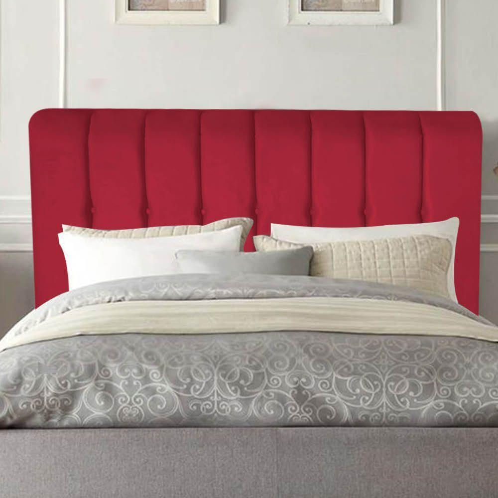 Cabeceira Estofada Kiara 195cm King Size Box Quarto Corino Vermelho - Gat Magazine