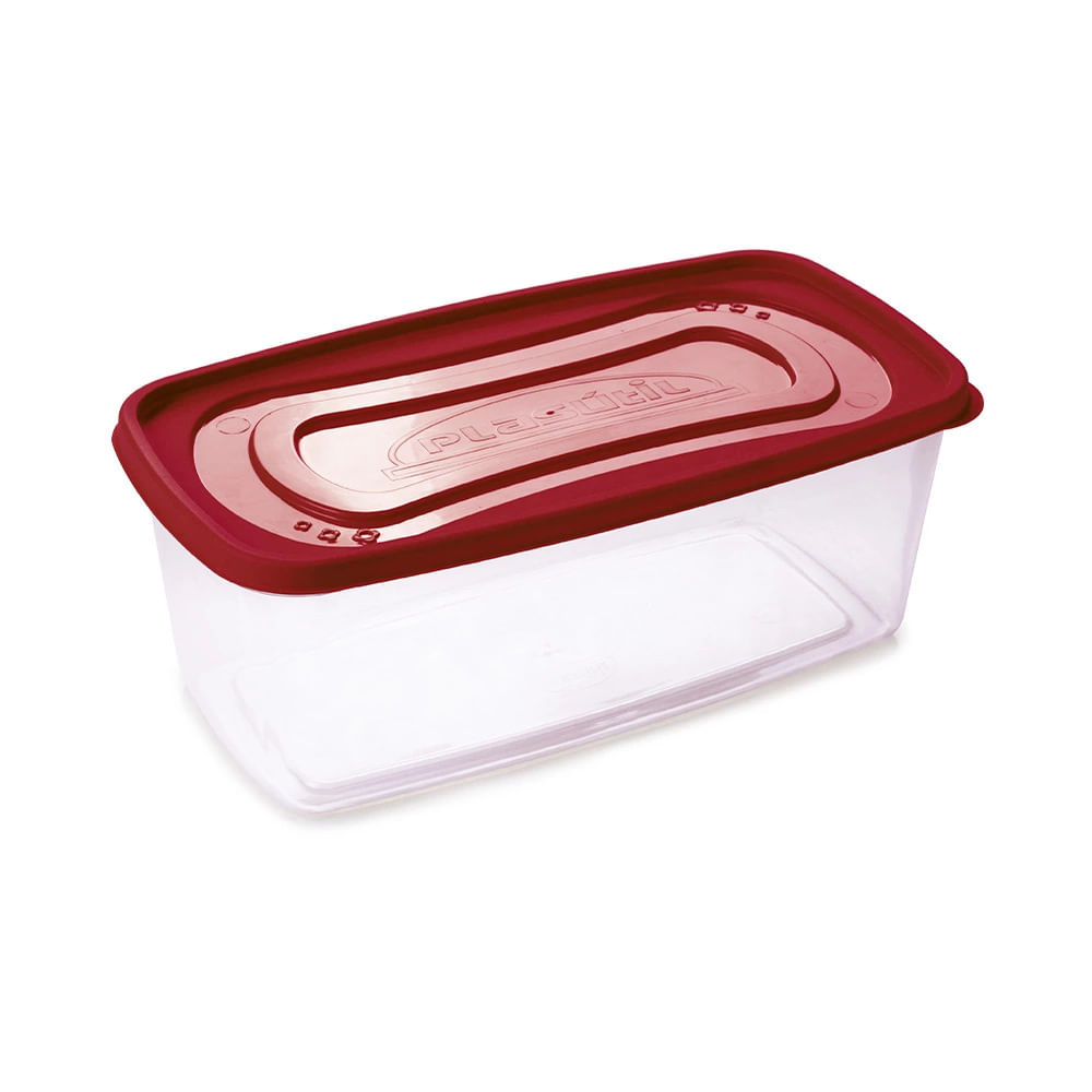 Pote Plasútil Clic Retangular 3l Vermelho