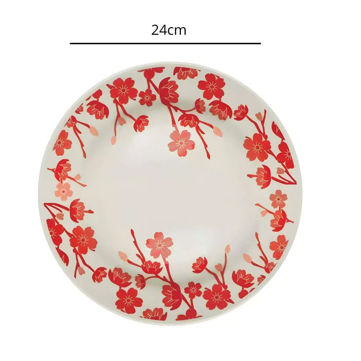 Prato Raso de Cêramica Donna Jardim Oriental 24cm 1 Unidade - Biona R5102