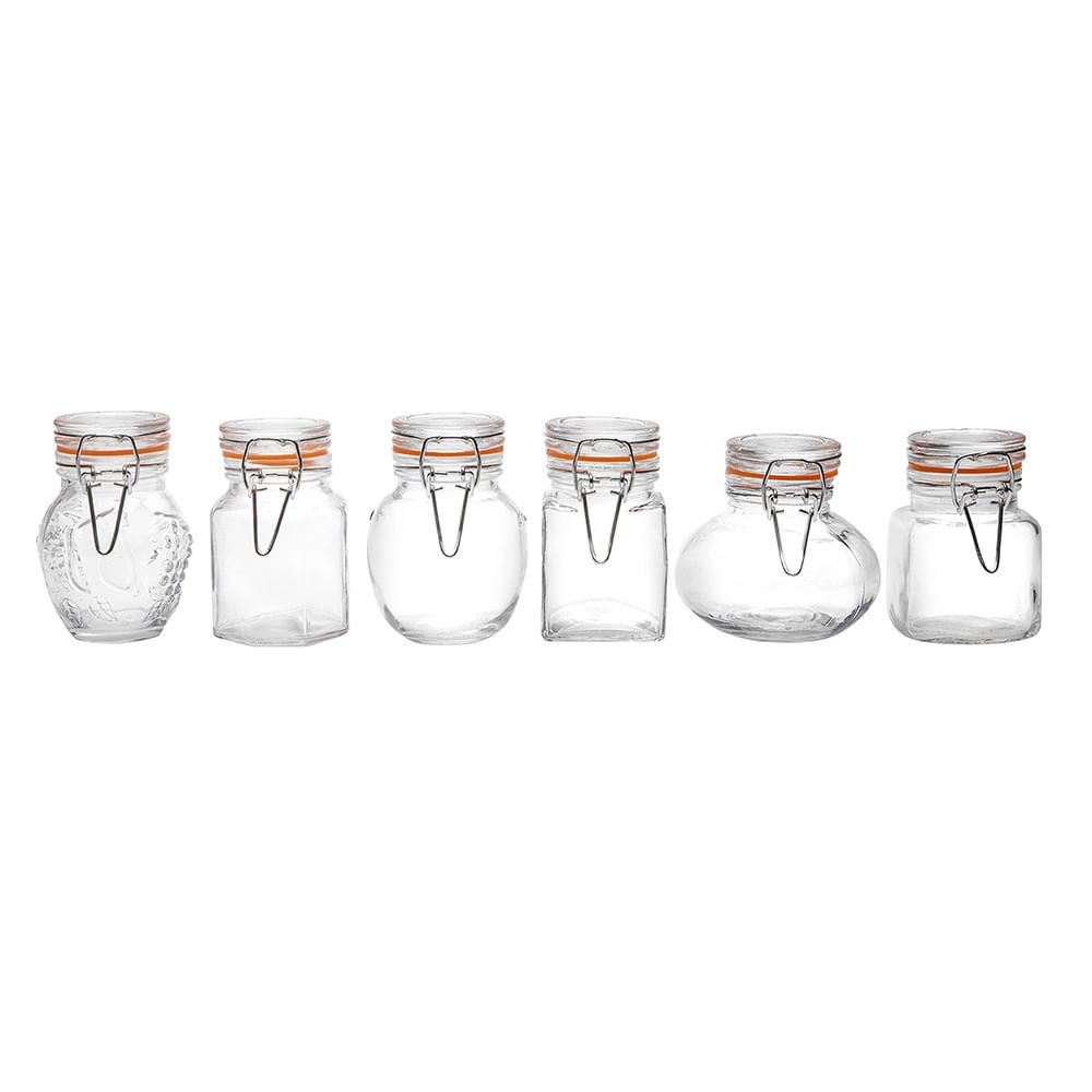 Conjunto de Potes para Condimentos de Vidro Casambiente com Tampa 6 Peças