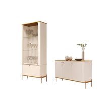 Jogo Aparador E Cristaleira May Off White Nature Bronze