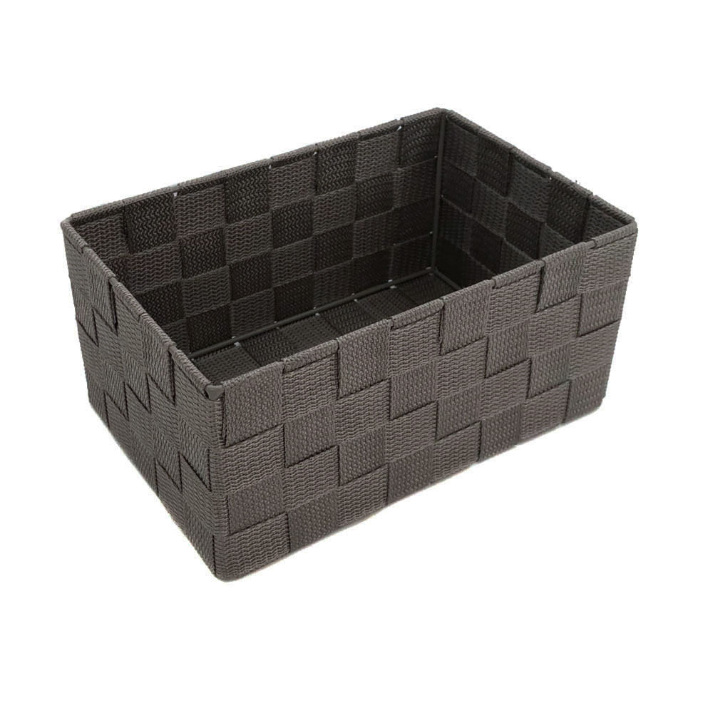 Cesta Organizadora Le de Nylon Trançada com Alça Cinza 29x19x12cm