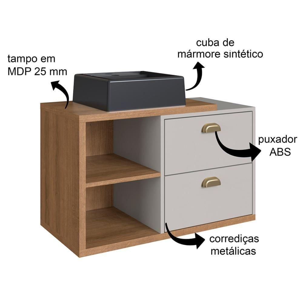 Gabinete Suspenso 80 Cm Com Cuba Preta Bl8240 Mell Arenas Faem Mell Arenas