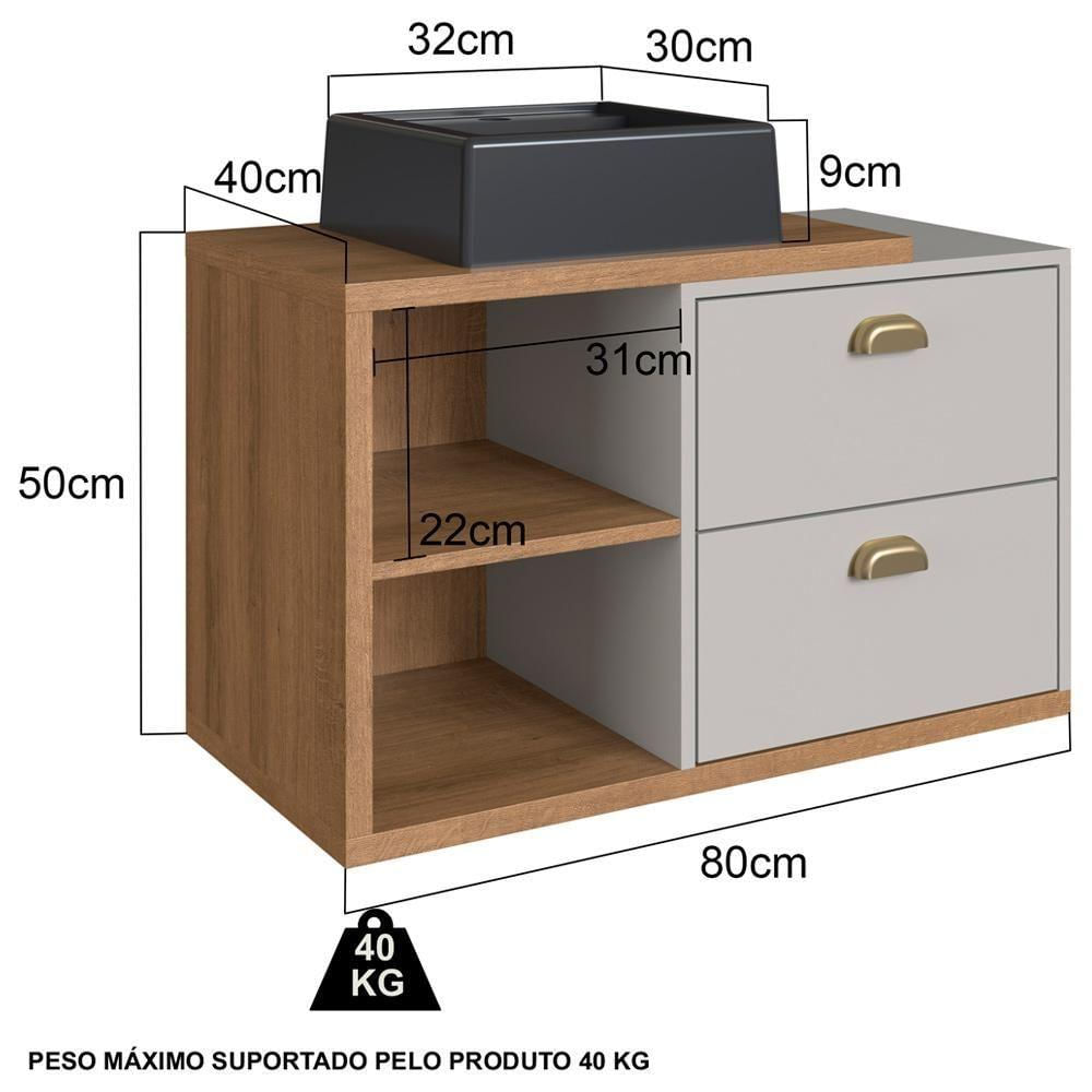 Gabinete Suspenso 80 Cm Com Cuba Preta Bl8240 Mell Arenas Faem Mell Arenas