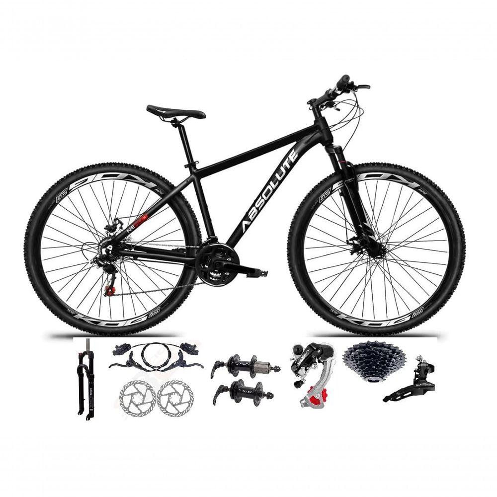 Bicicleta Aro 29 Absolute Nero 5 Câmbios Shimano 24v K7 Freios Hidráulicos Garfo Trava - Preto