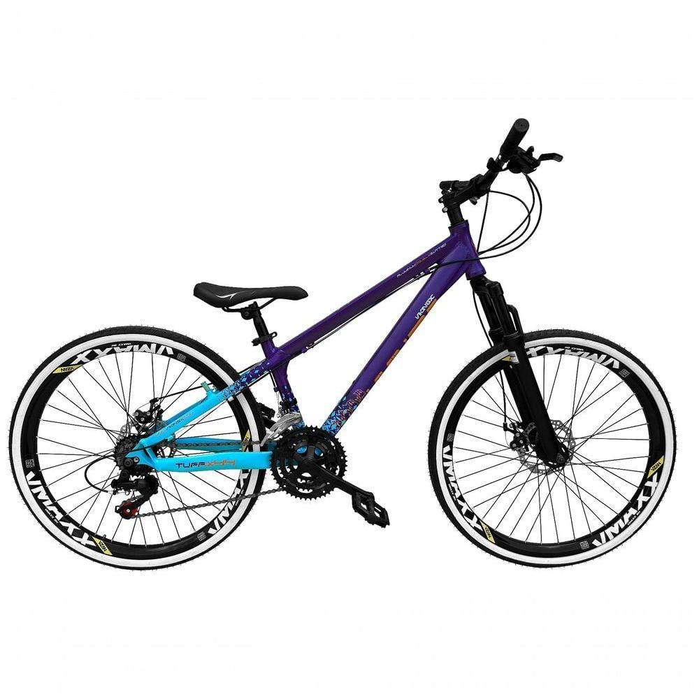 Bicicleta Aro 26 Vikingx Tuff X44 Roxo-azul 21v Alumínio Freio A Disco Aros Vmaxx Pretos