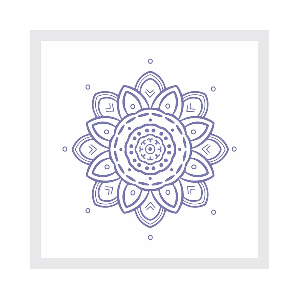 Quadro Le Mandala Flor 22x22cm Mdf Azul