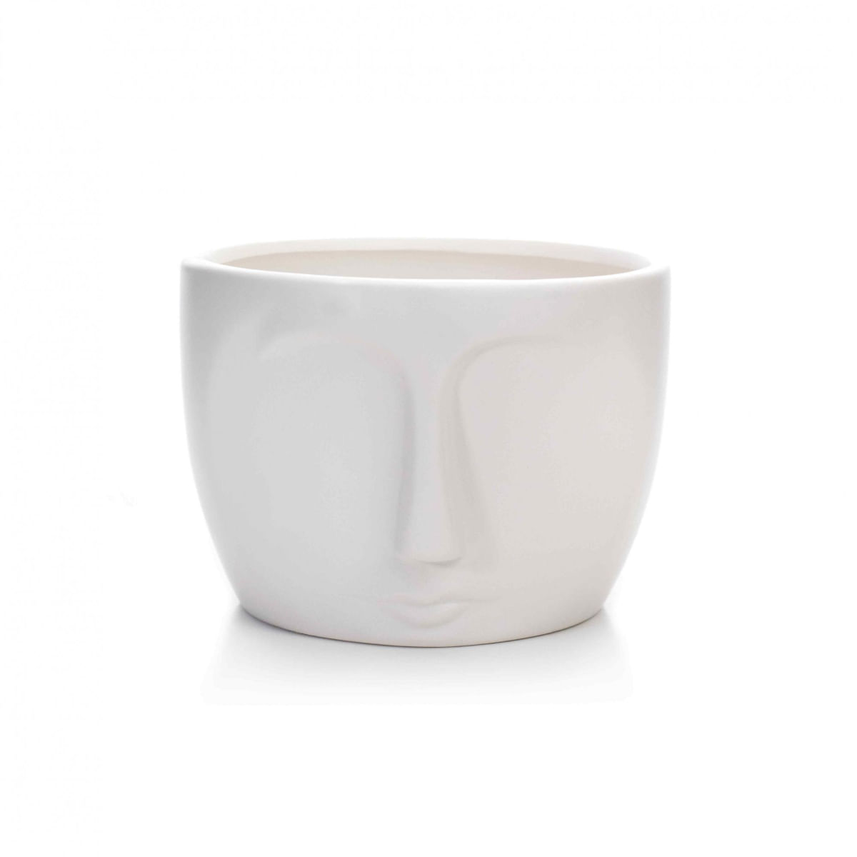 Vaso Decorativo Rosto em Cerâmica Branco 11x15,5 cm - D'Rossi