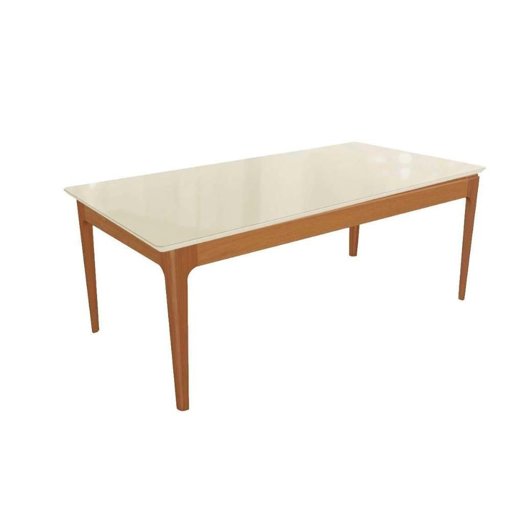 Mesa Para Cozinha Mira Madeira Maciça Com Tampo Madeirado Com Vidro 90x160cm 7895155626747 Kappesberg