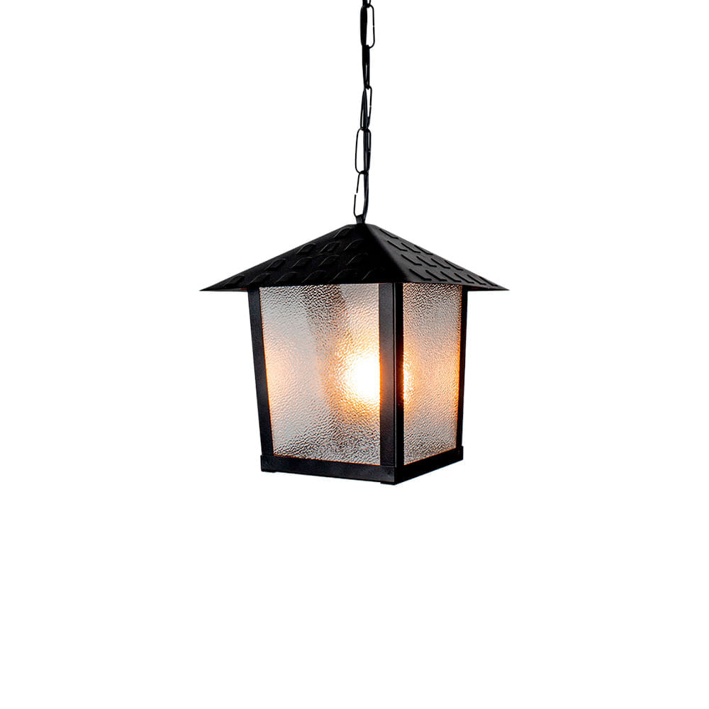 Lustre Pendente Blumenau Colonial Nina Quadrado Vidro Pontilhado E27 Bivolt