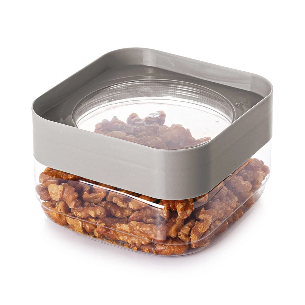 Pote Plug Quadrado Plasútil com Tampa Cinza 510ml