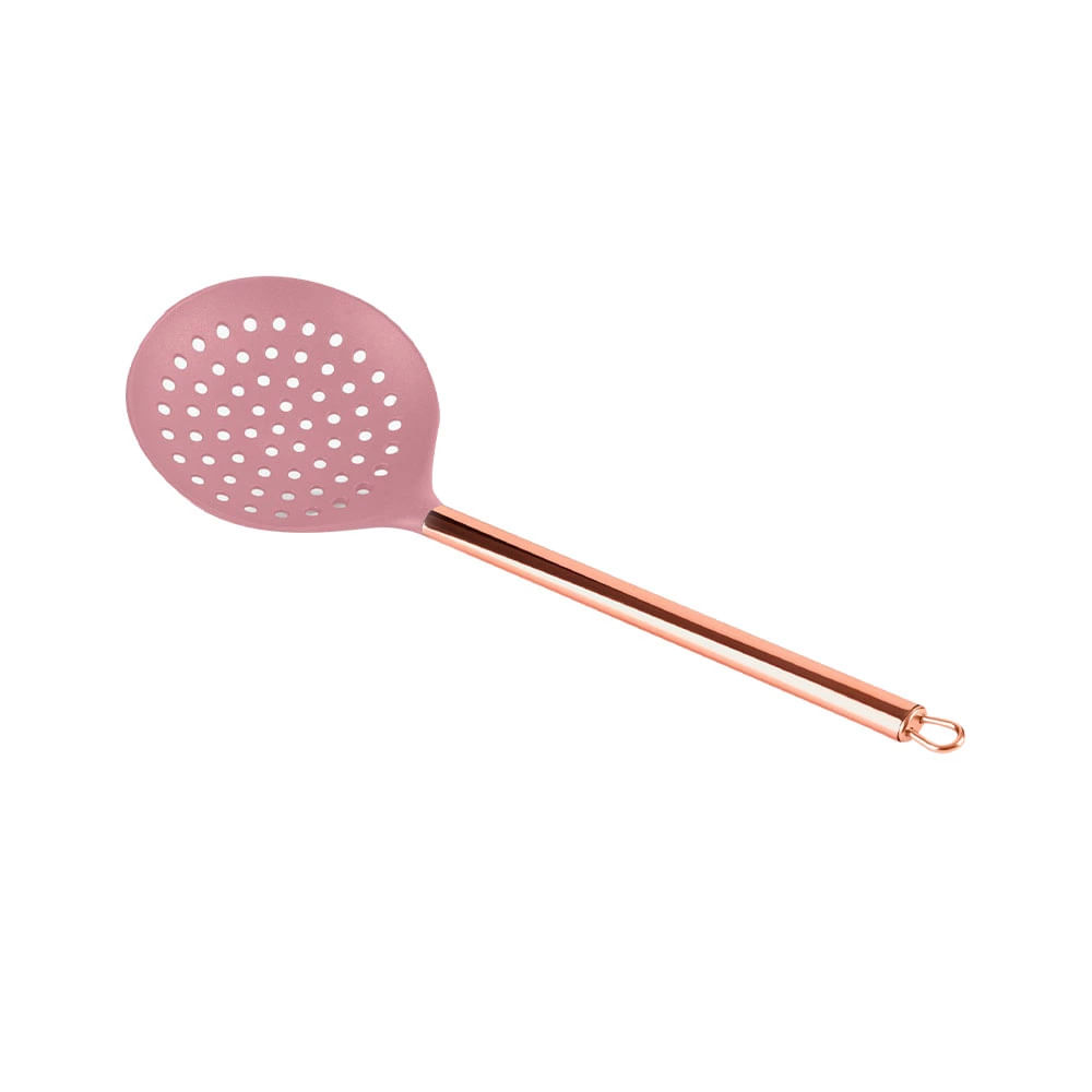 Escumadeira Plasvale em Nylon Rosé Gold 32cm