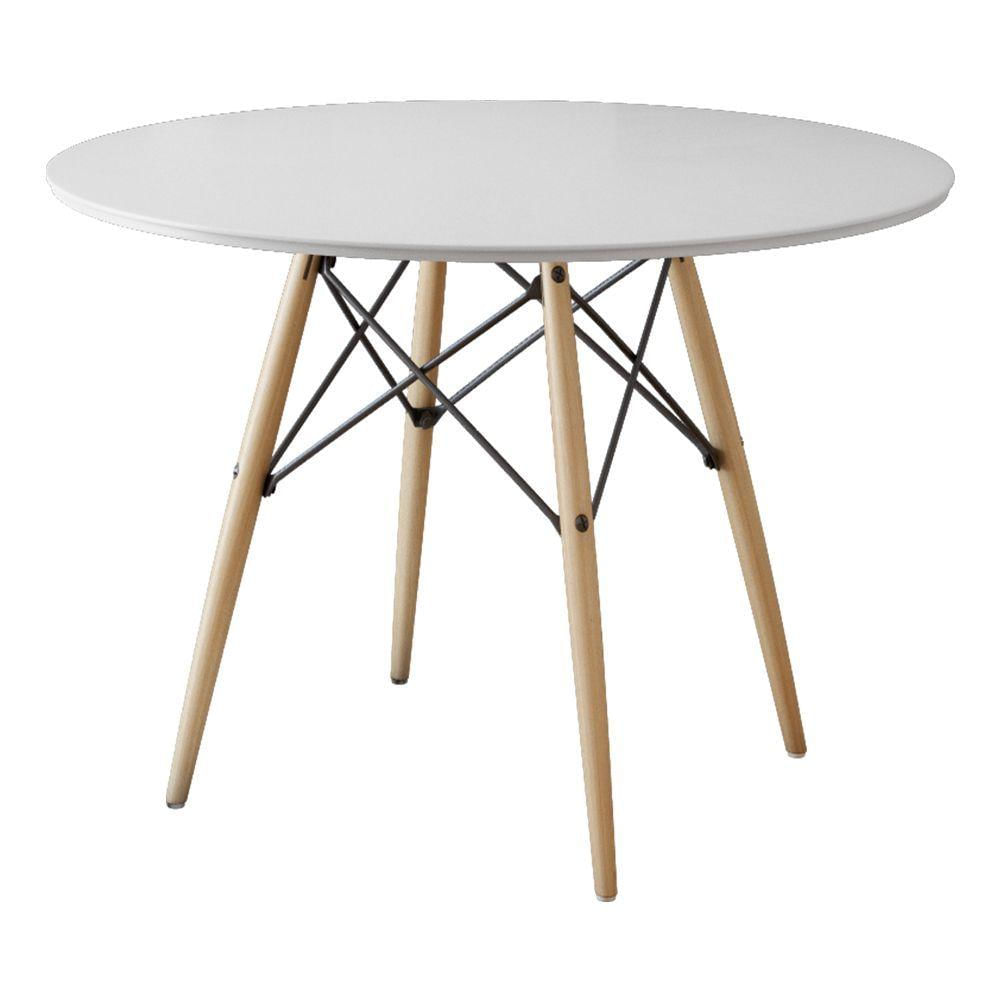 Mesa Eiffel De Jantar Tampo De Madeira 90cm Branco