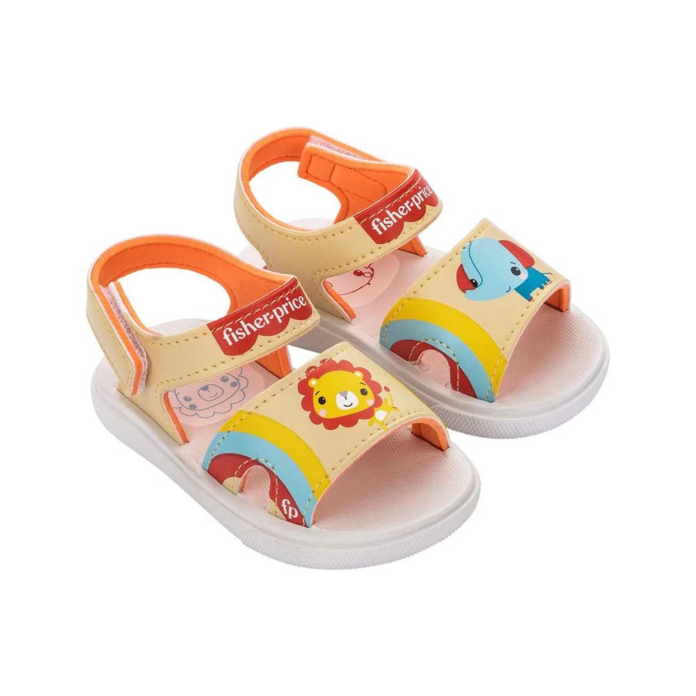 Sandália Ipanema Fisher Price Anim Baby Branco Amarelo e Laranja 17/18