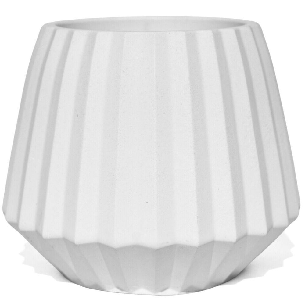 Vaso Decorativo Diamante Artesanal 10,5x13cm Em Cimento Branco