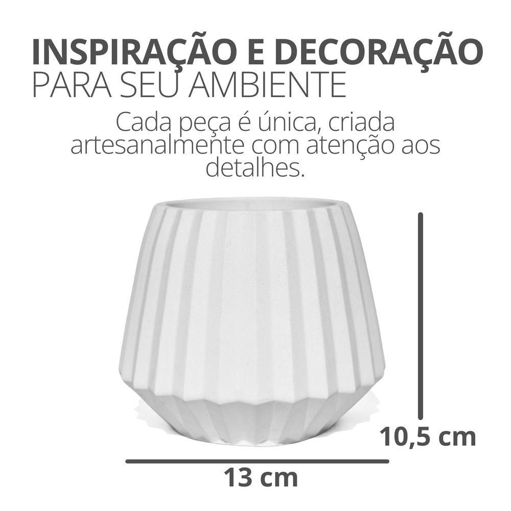 Vaso Decorativo Diamante Artesanal 10,5x13cm Em Cimento Branco