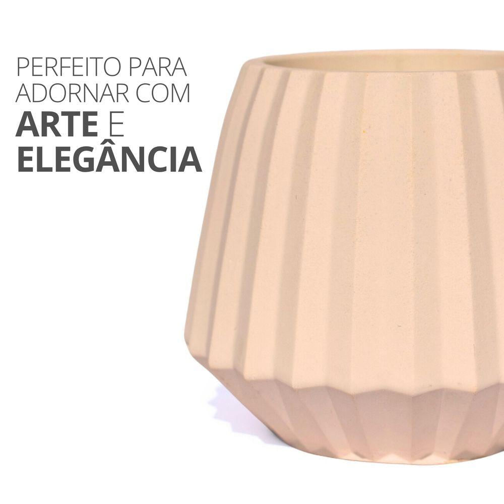 Vaso Decorativo Diamante Artesanal 10,5x13cm Em Cimento Branco