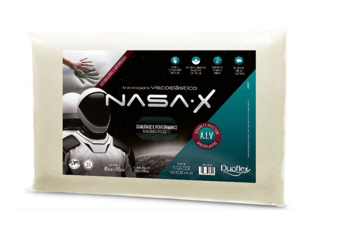 Kit 2 Travesseiros Nasa X Baixo 50cm x 70m Duoflex