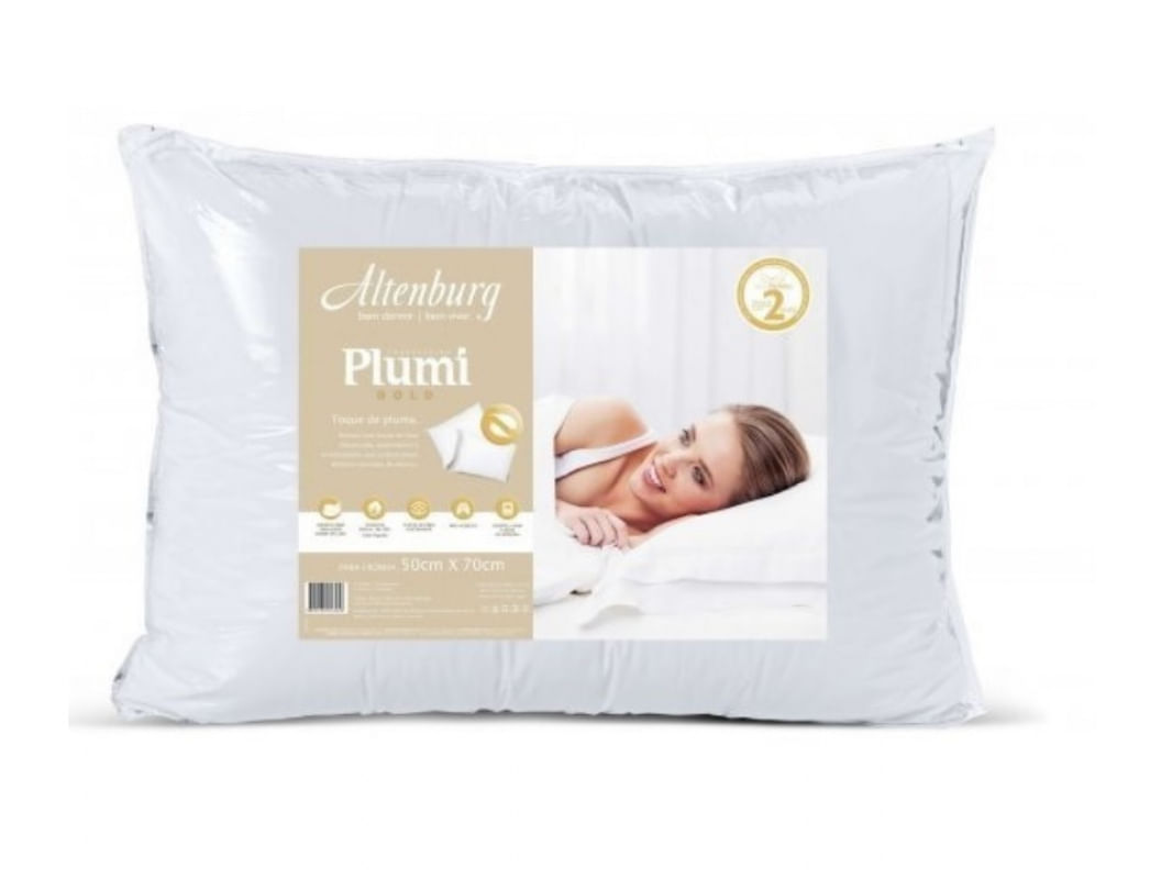 Travesseiro Plumi Gold 50cm x 70cm Altenburg Branco