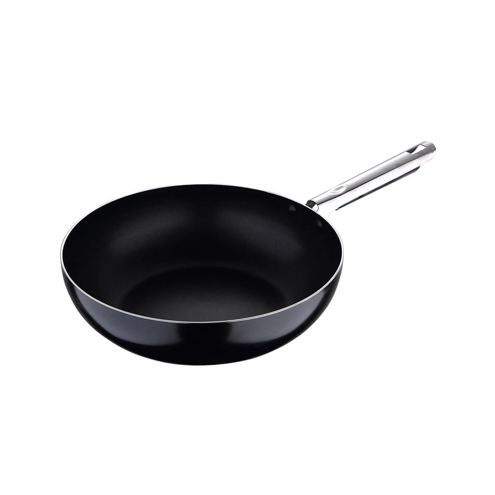 Frigideira Antiaderente Bergner Wok Pixel Pro em Alumínio Forjado Preto 28x8cm