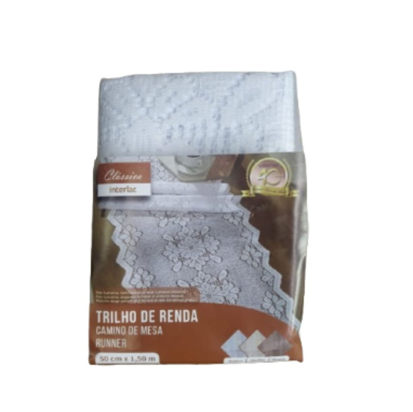 Caminho de Mesa de Renda 50x150cm Classica Branco Arabesco