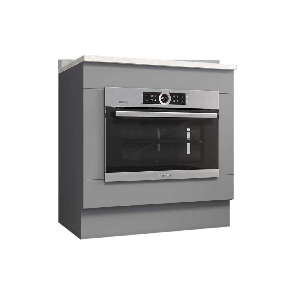 Balcão De Cozinha Com Tampo Americana Para Forno De Embutir 80cm Cinza