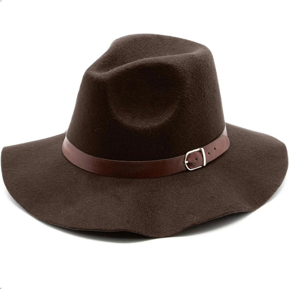 Chapéu Fedora De Feltro Aba Média Maleável Cata Ovo Cowboy Rodeio Unissex Batateiro Marrom